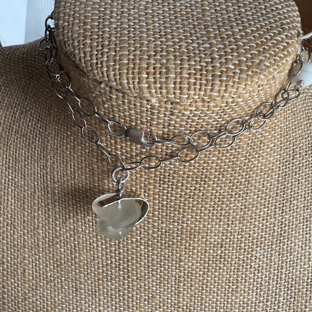 Sterling Silver Hawaii Necklace With White Seaglass